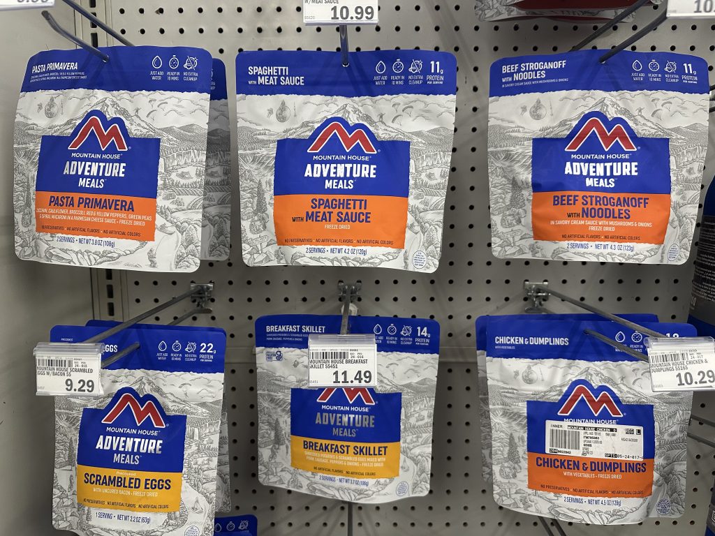 Backpacking and hiking food freeze-dried