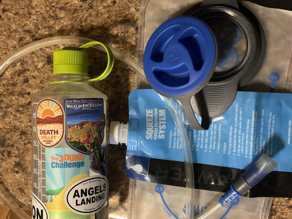 Hiking Water bladder and bottles for hydration